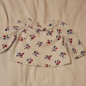 BabyGAP White and Red Blouse with Floral Pattern